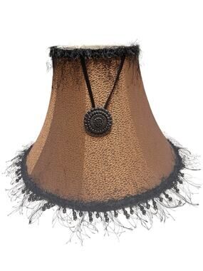 Dale Tiffany Table lamp Shade Animal Print Fabric Beaded Fringe Trim & Medallion
